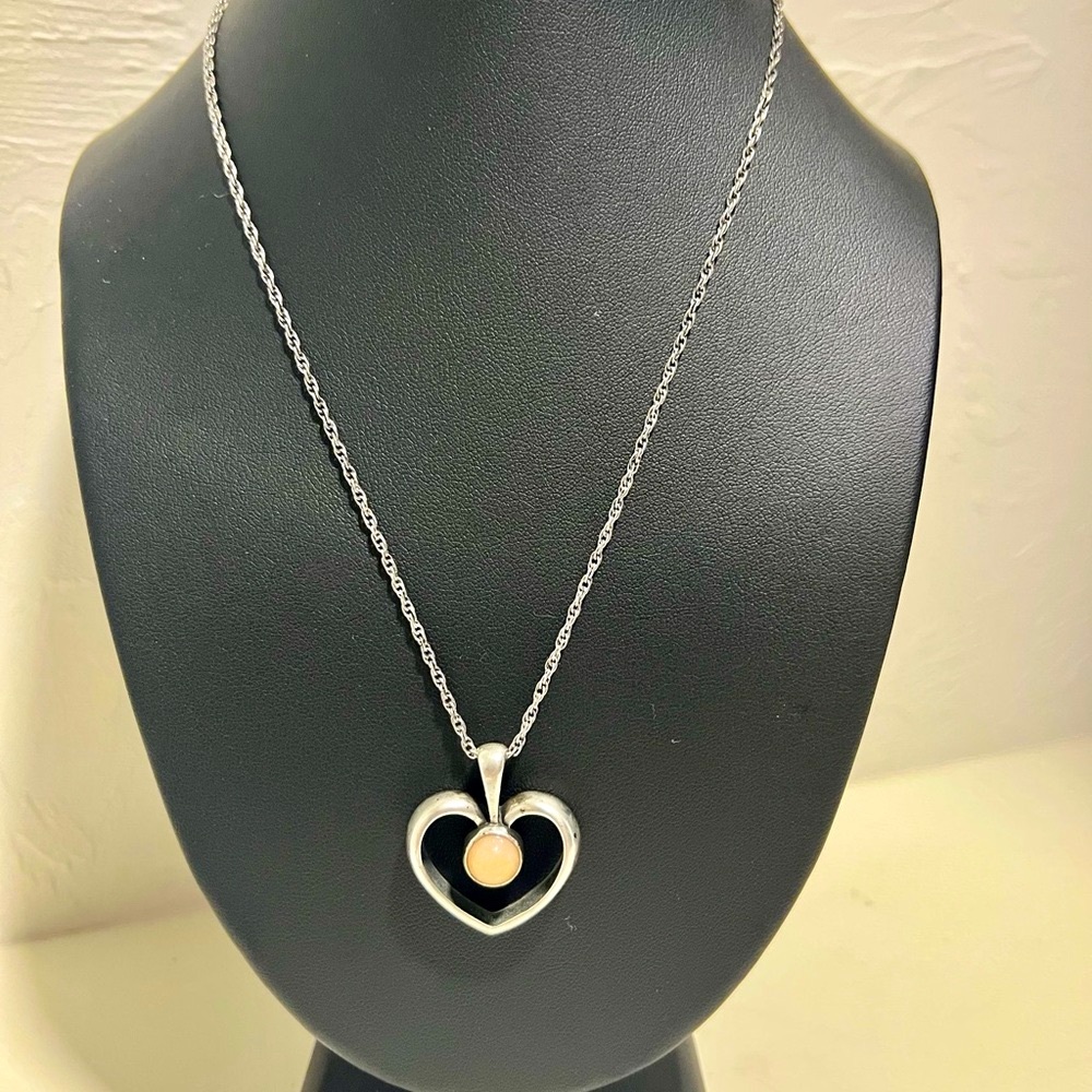 Rare Retired James Avery | Opal Heart pendant & Chain Necklace
